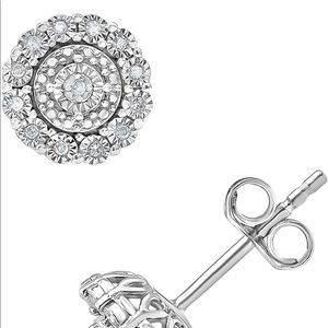 New Sterling Silver 1/10 Diamond Carat Earrings